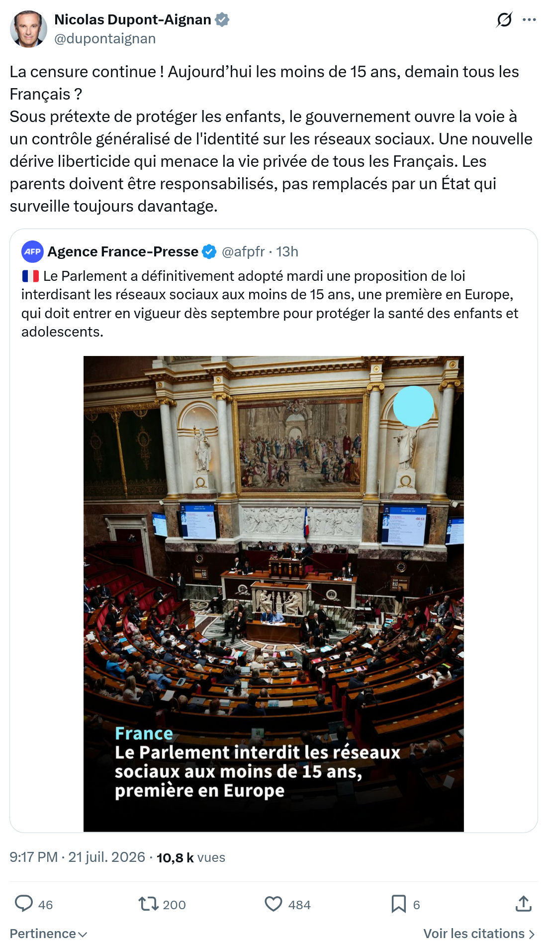 Nicolas Dupont-Aignan: La censure continue !...