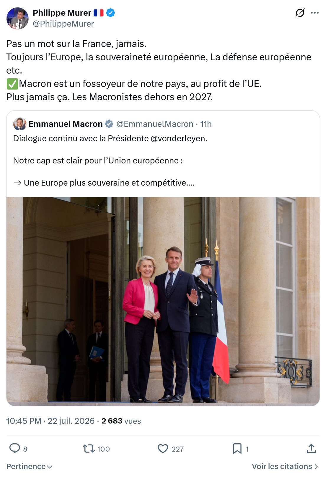 Philippe Murer: Pas un mot sur la France...