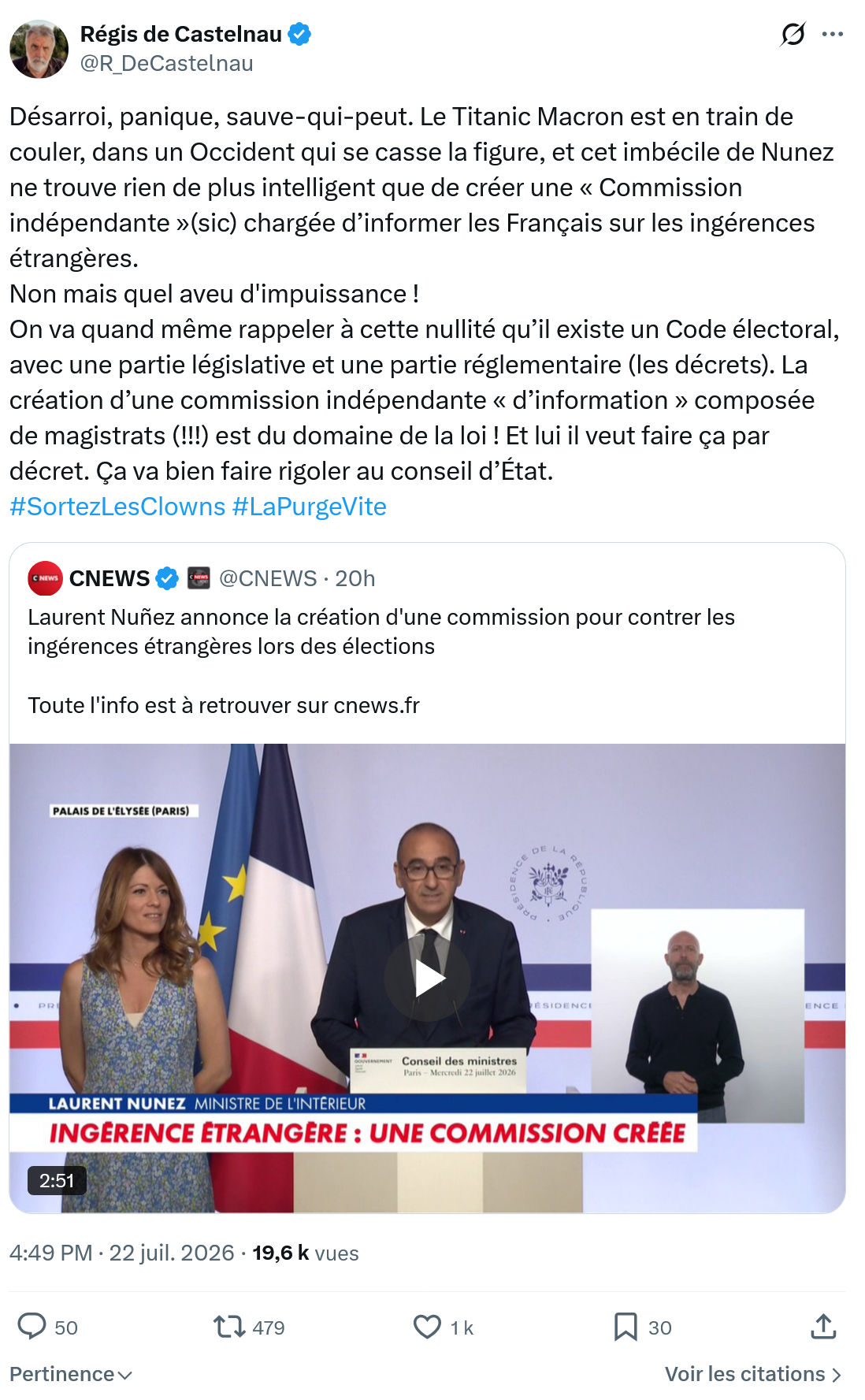 Régis de Castelnau: Désarroi, panique, sauve-qui-peut...