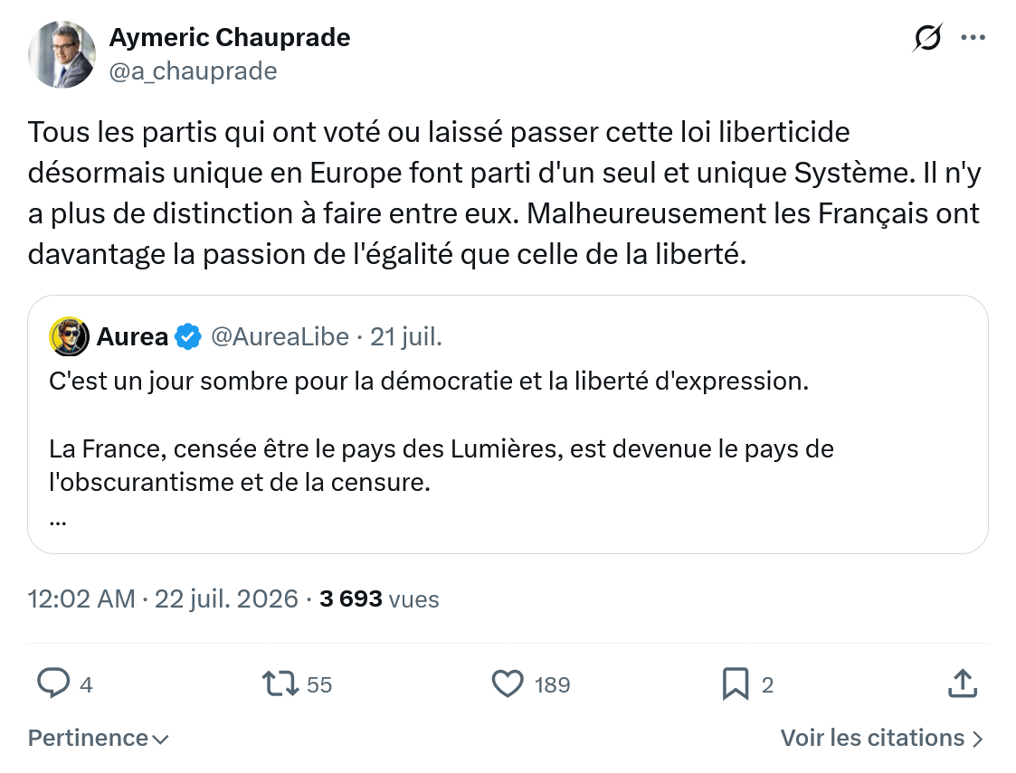 Aymeric Chauprad: Tous les partis qui ont voté ou laissé...
