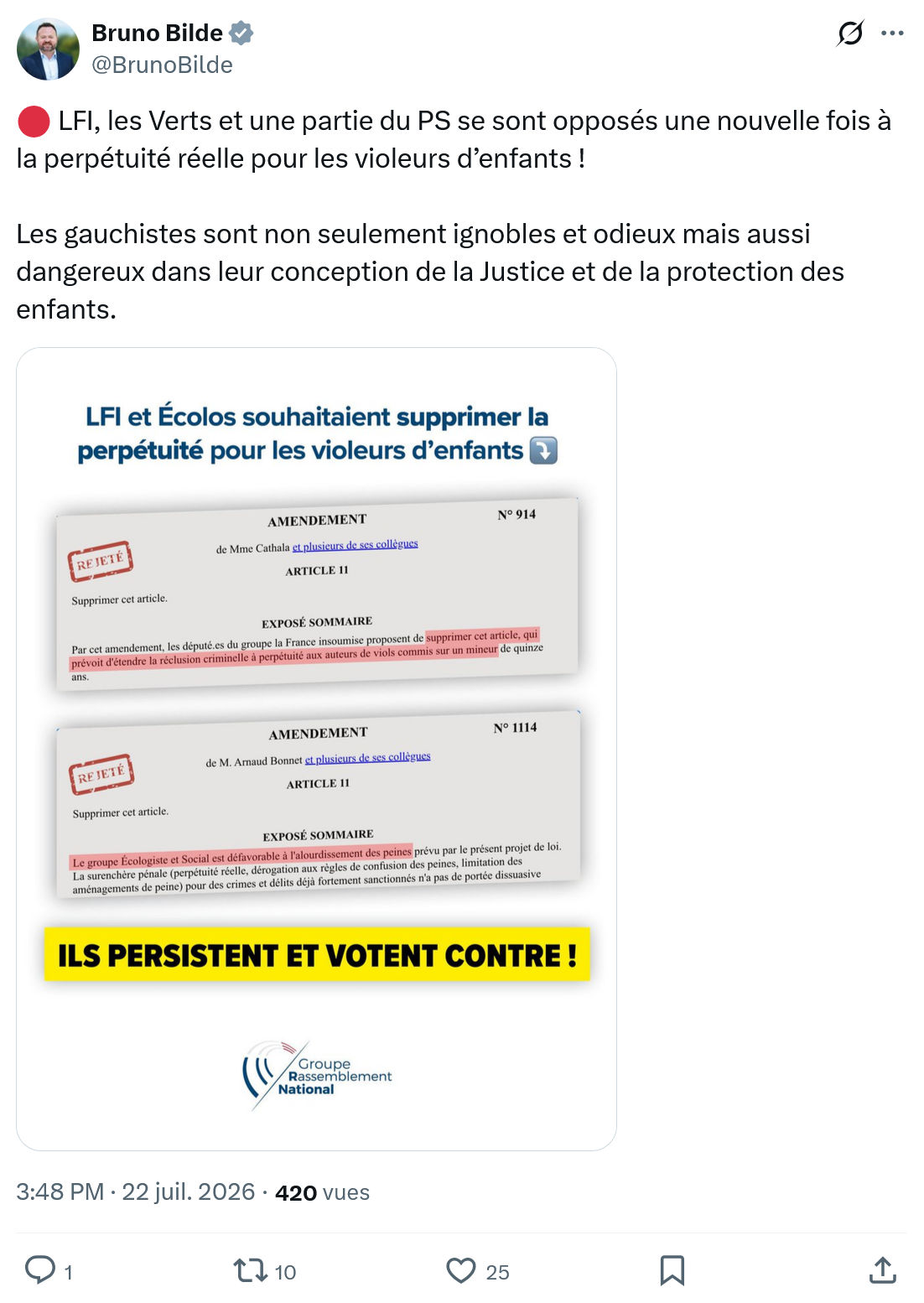 Bruno Bilde: LFI, les Verts et une partie du PS...