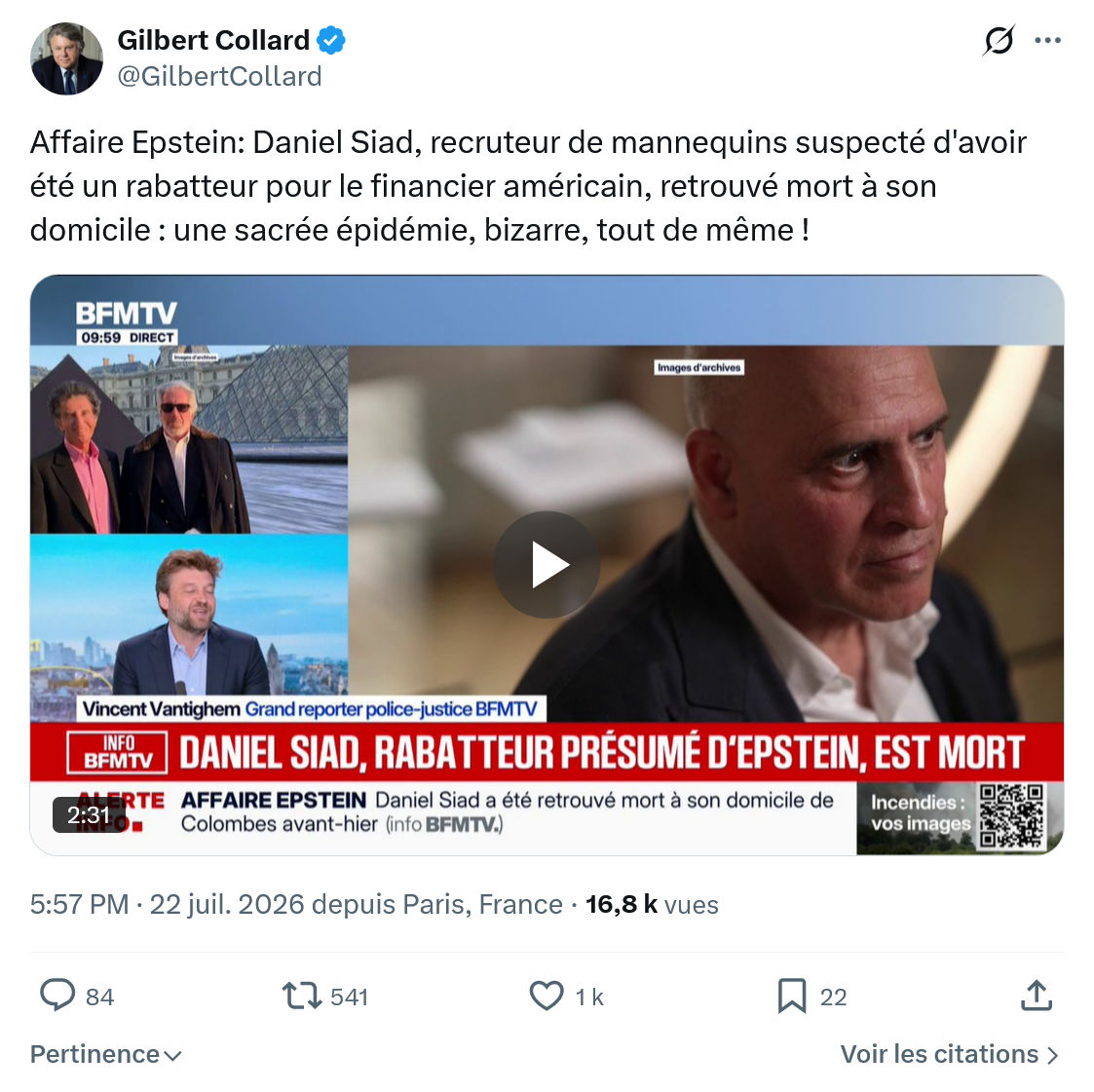 Gilbert Collard: Affaire Epstein: Daniel Siad..