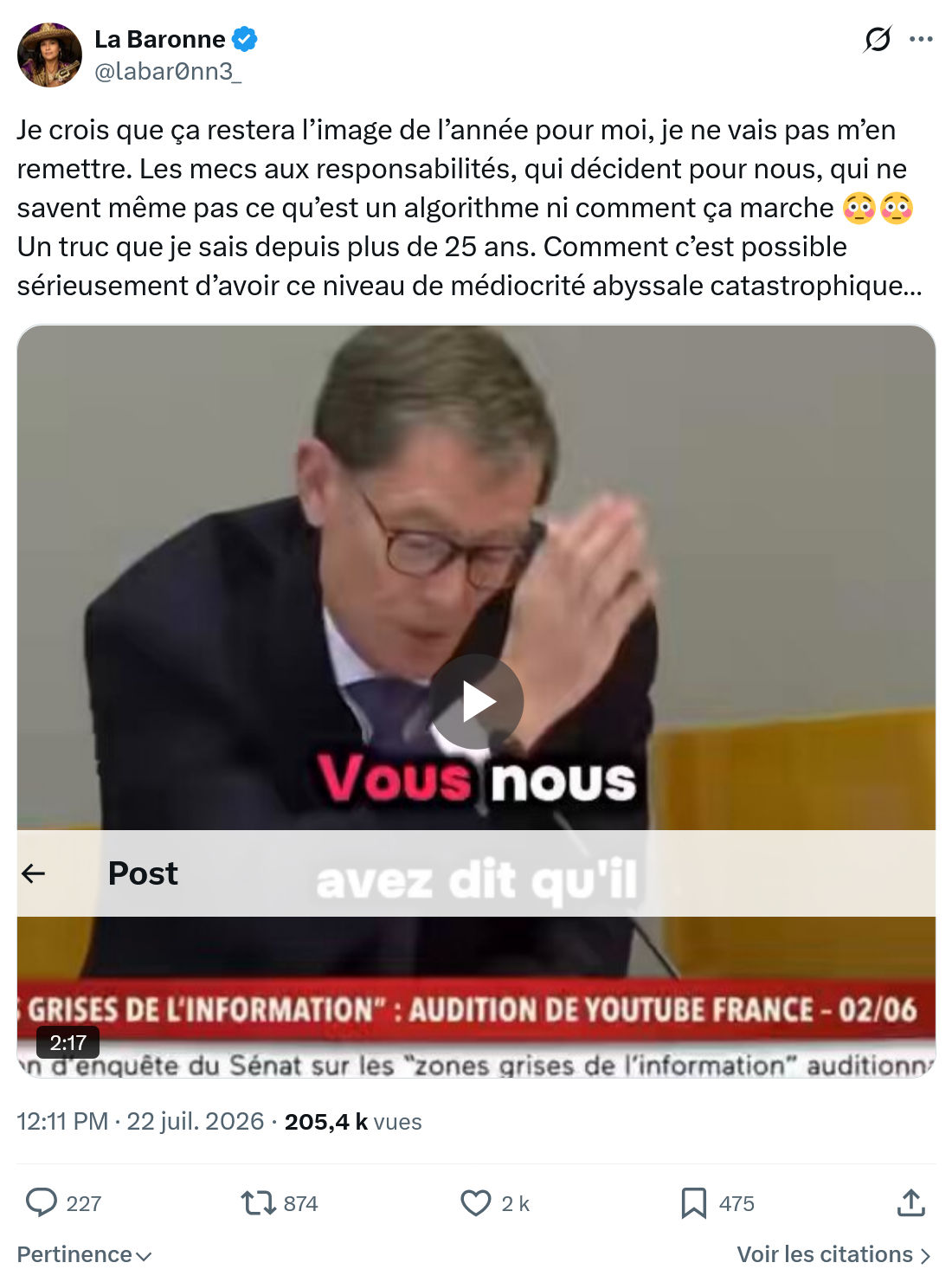 La Baronne: Je crois que ça restera l’image...