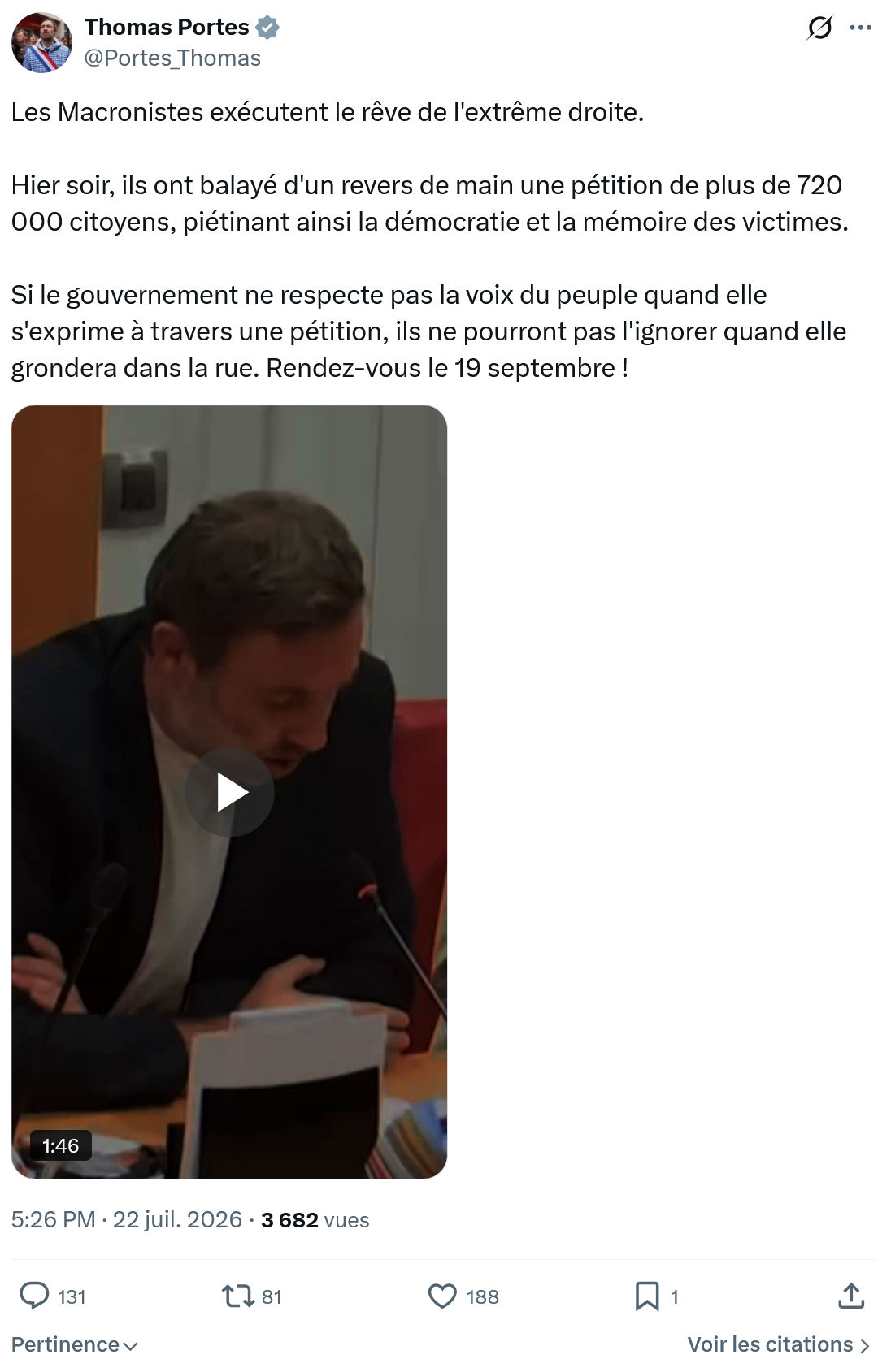 Thomas Portes: Les Macronistes exécutent...