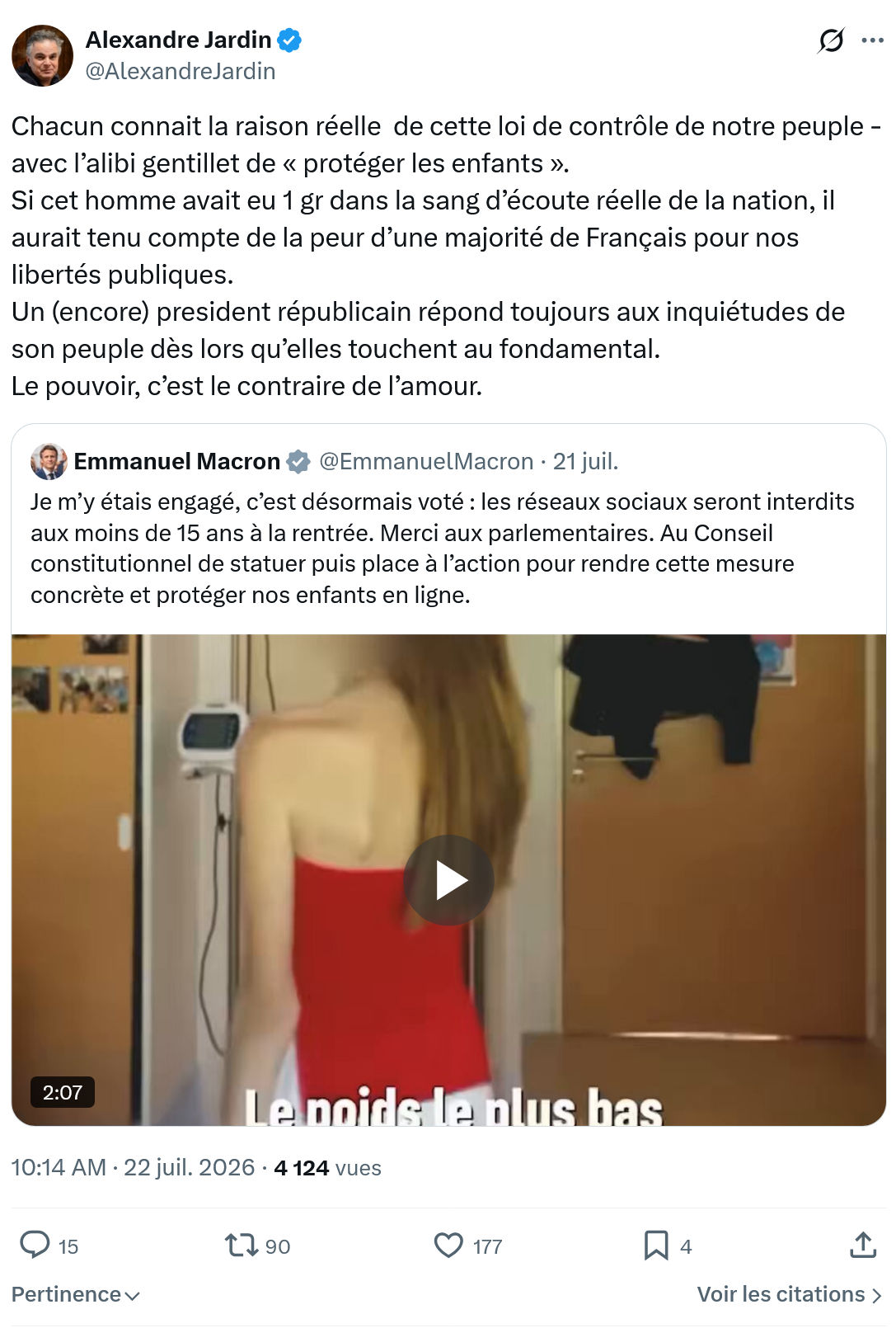 Alexandre Jardin: Chacun connait la raison réelle...