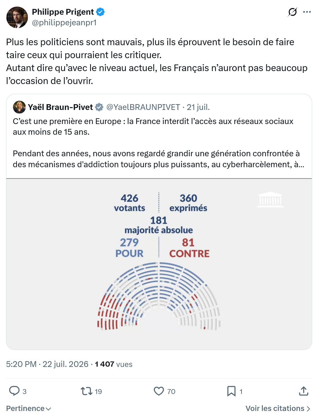Philippe Prigent: Plus les politiciens sont mauvais...