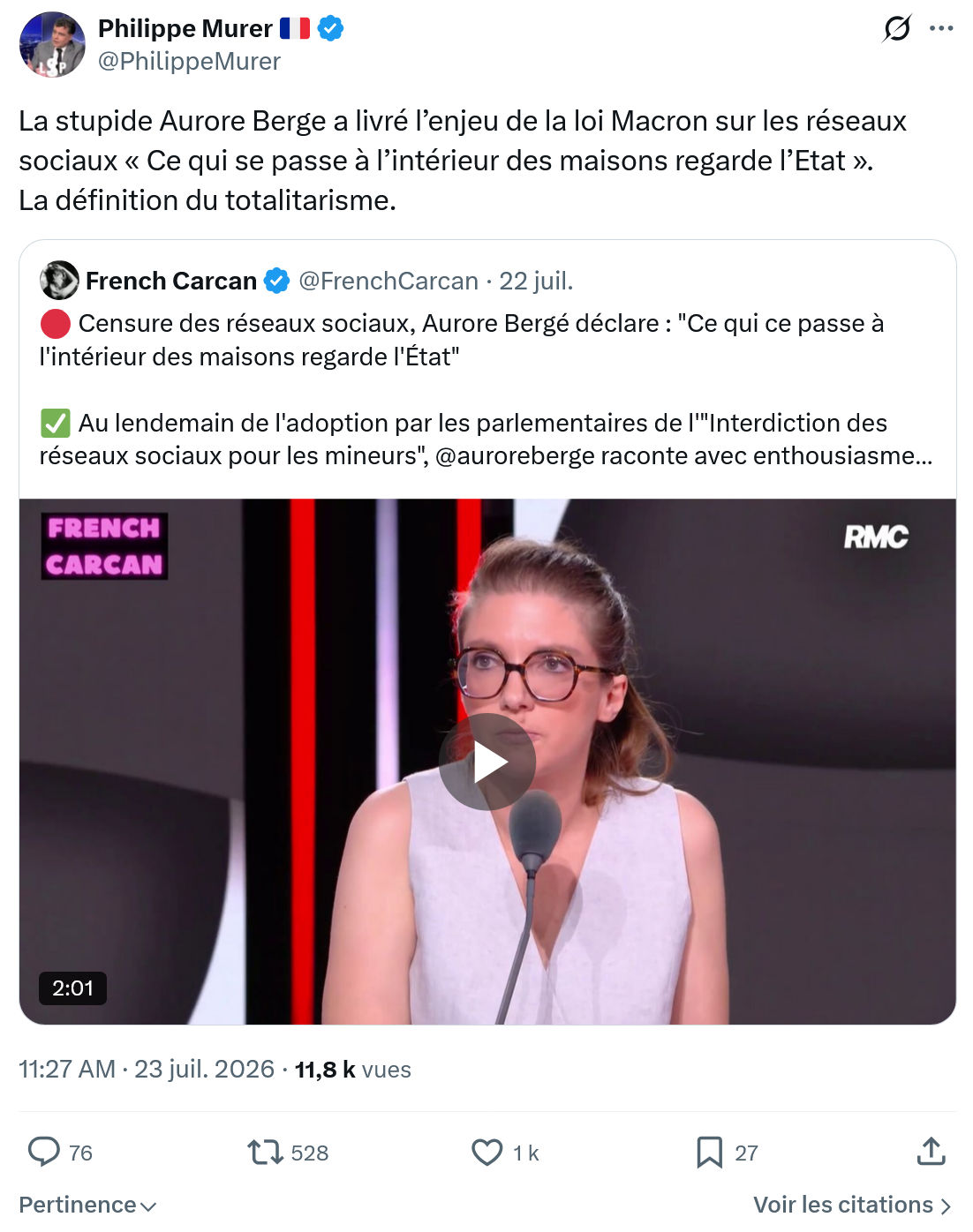 Philippe Murer: La stupide Aurore Berge...