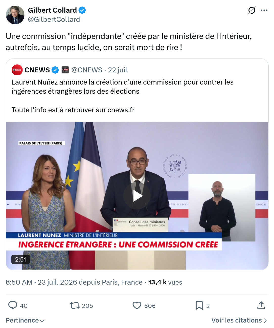 Gilbert Collard: Une commission "indépendante"...