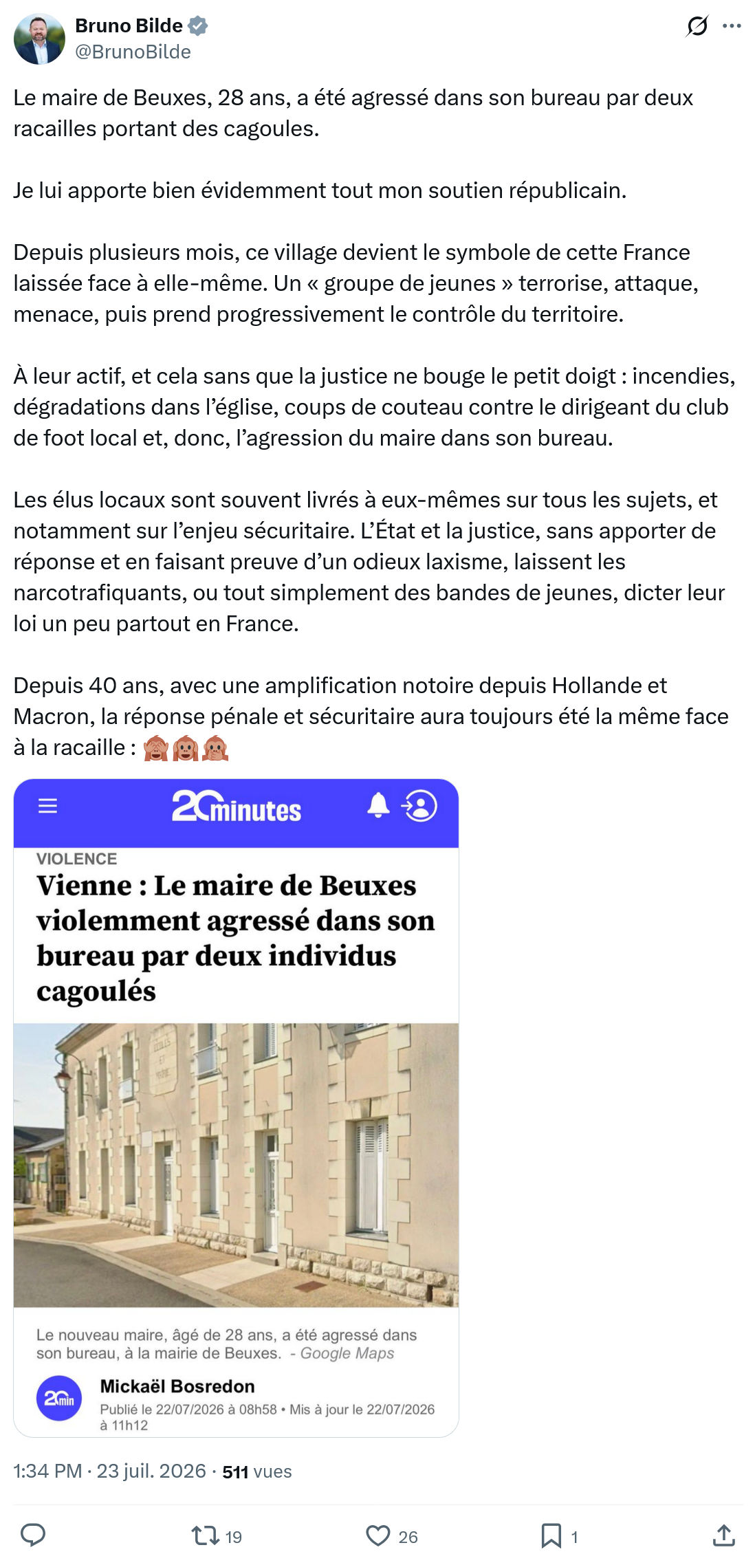 Bruno Bilde: Le maire de Beuxes...