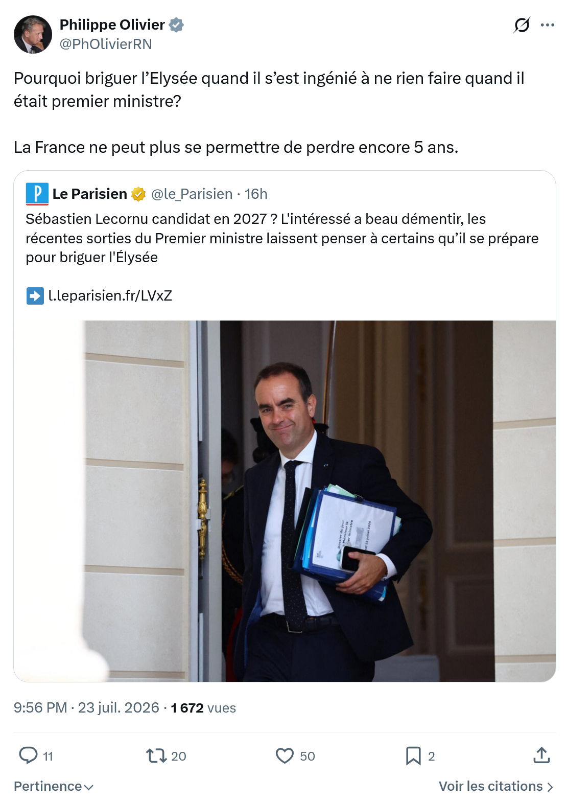 Philippe Olivier: Pourquoi briguer l’Elysée...