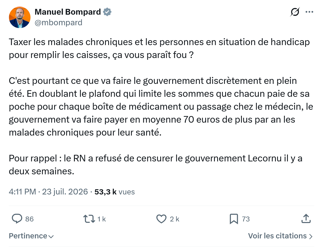 Manuel Bompard: Taxer les malades chroniques...