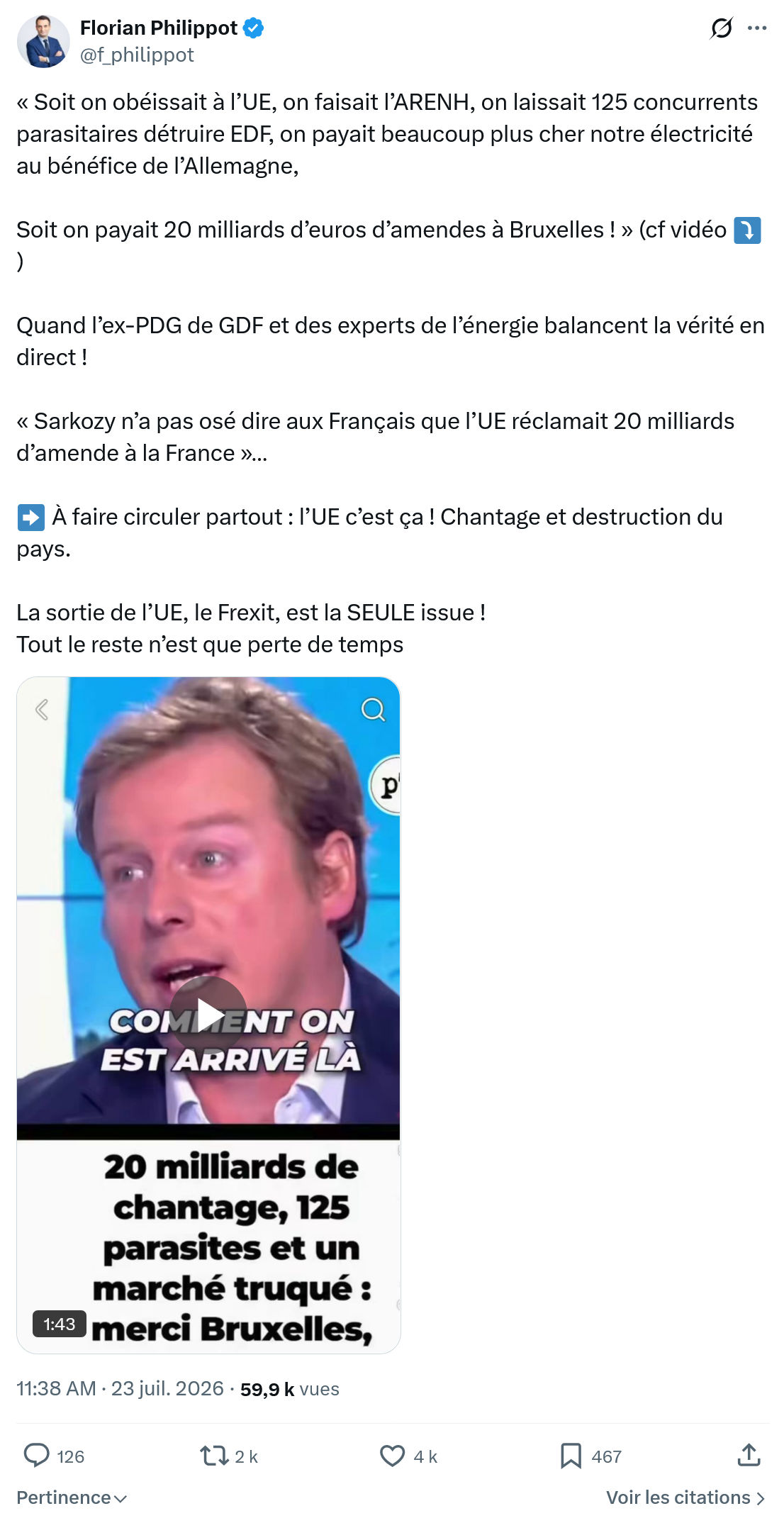 Florian Philippot: Soit on obéissait à l’UE...