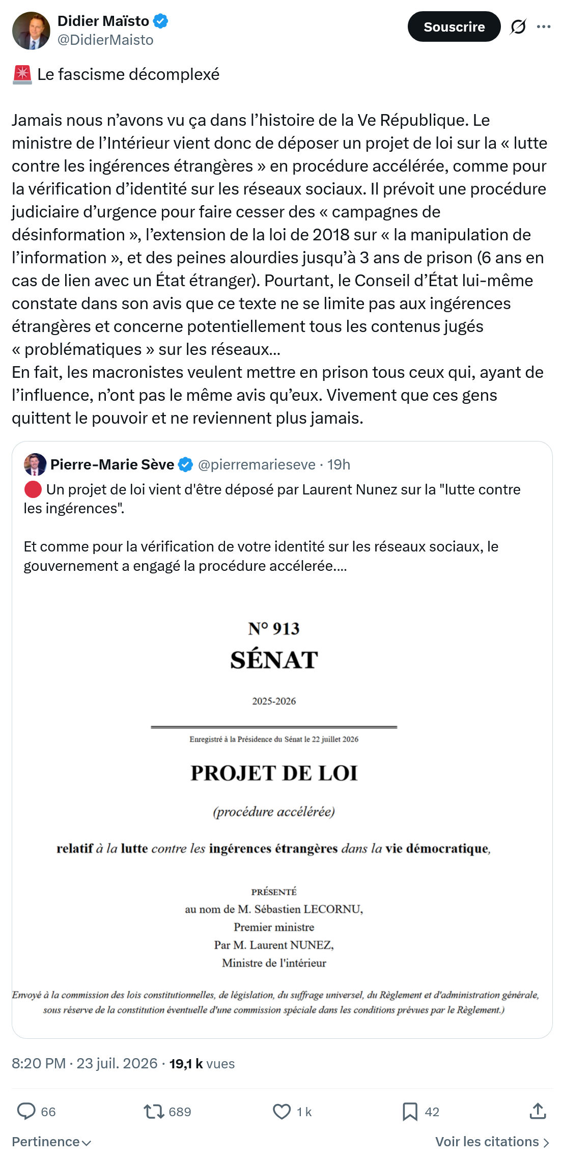 Didier Maïsto: Le fascisme décomplexé...