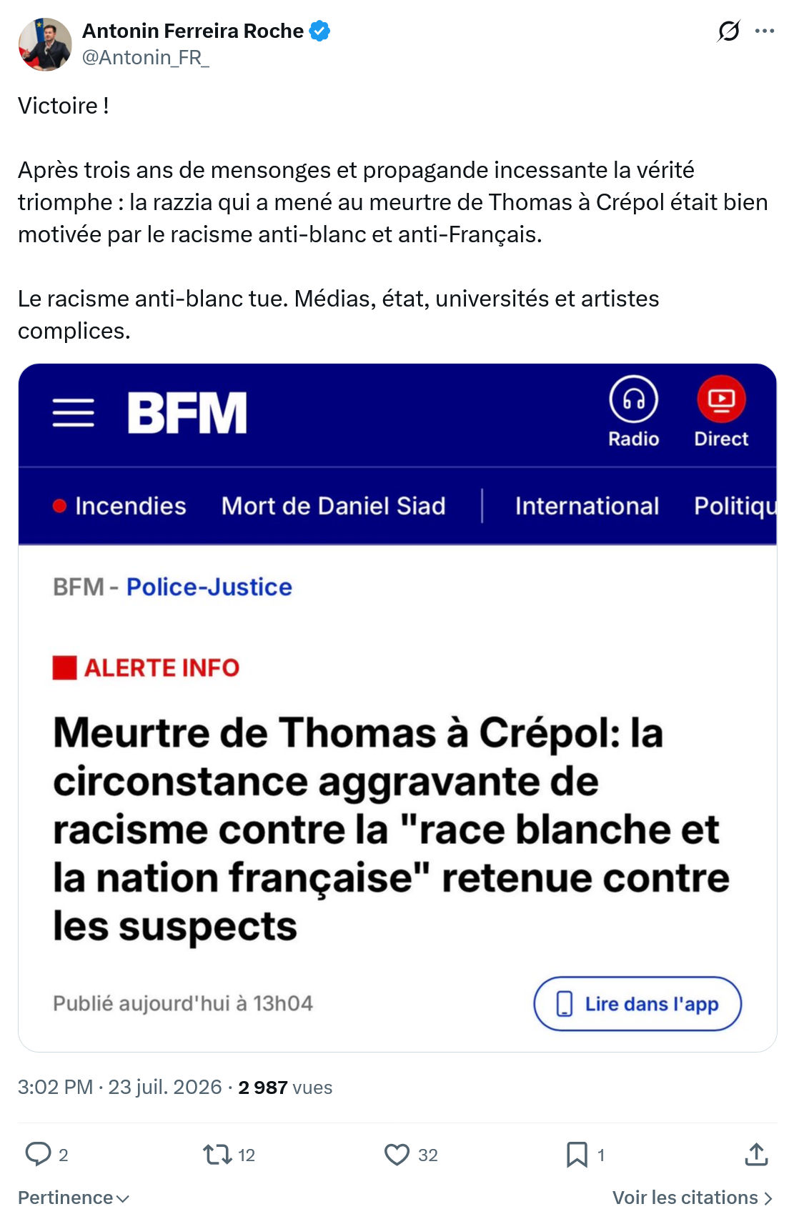 Antonin Ferreira Roche: Victoire !...
