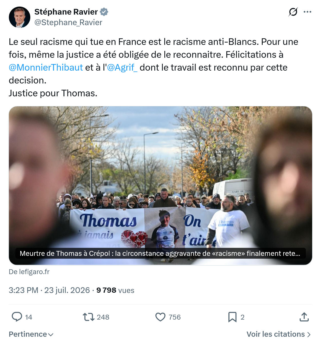 Stéphane Ravier: Le seul racisme qui tue en France...