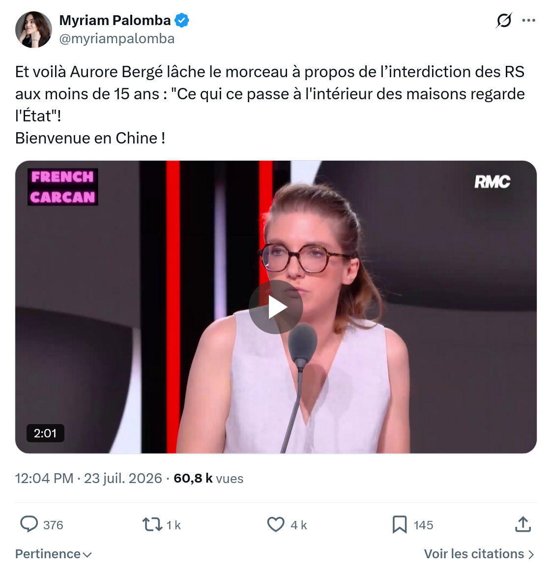 Myriam Palomba: Et voilà Aurore Bergé...