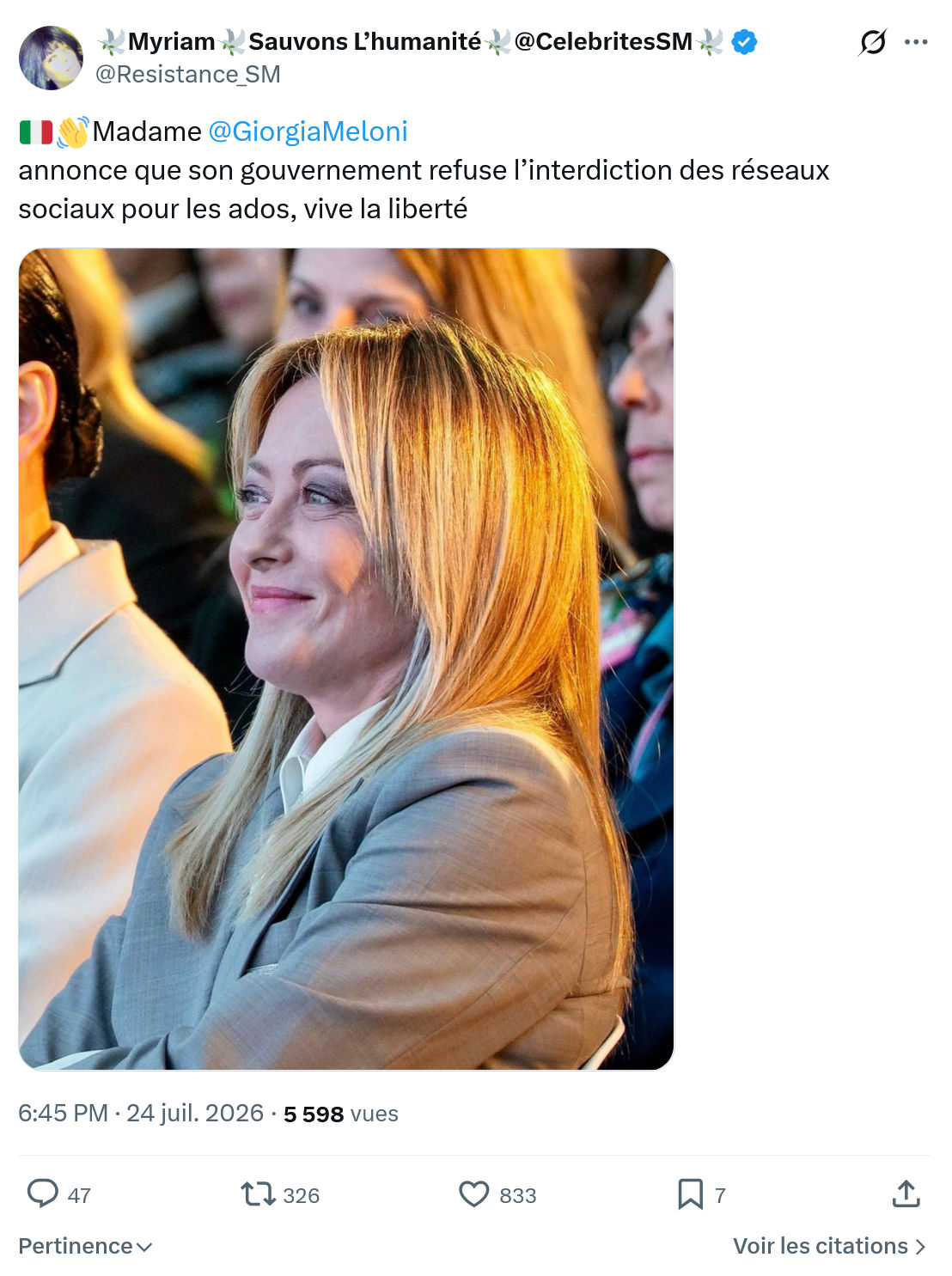 Myriam: Madame @GiorgiaMeloni...