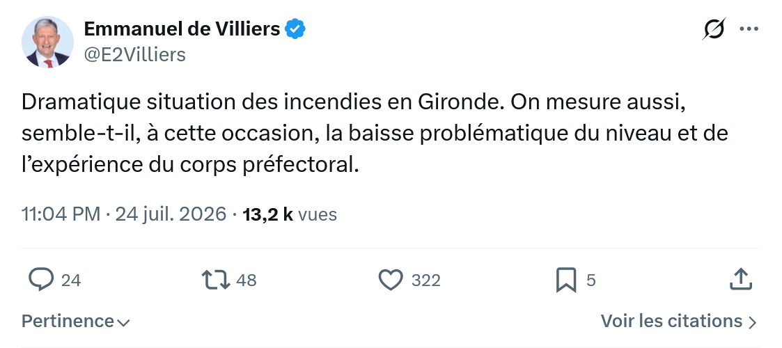 Emmanuel de Villiers: Dramatique situation des incendies...