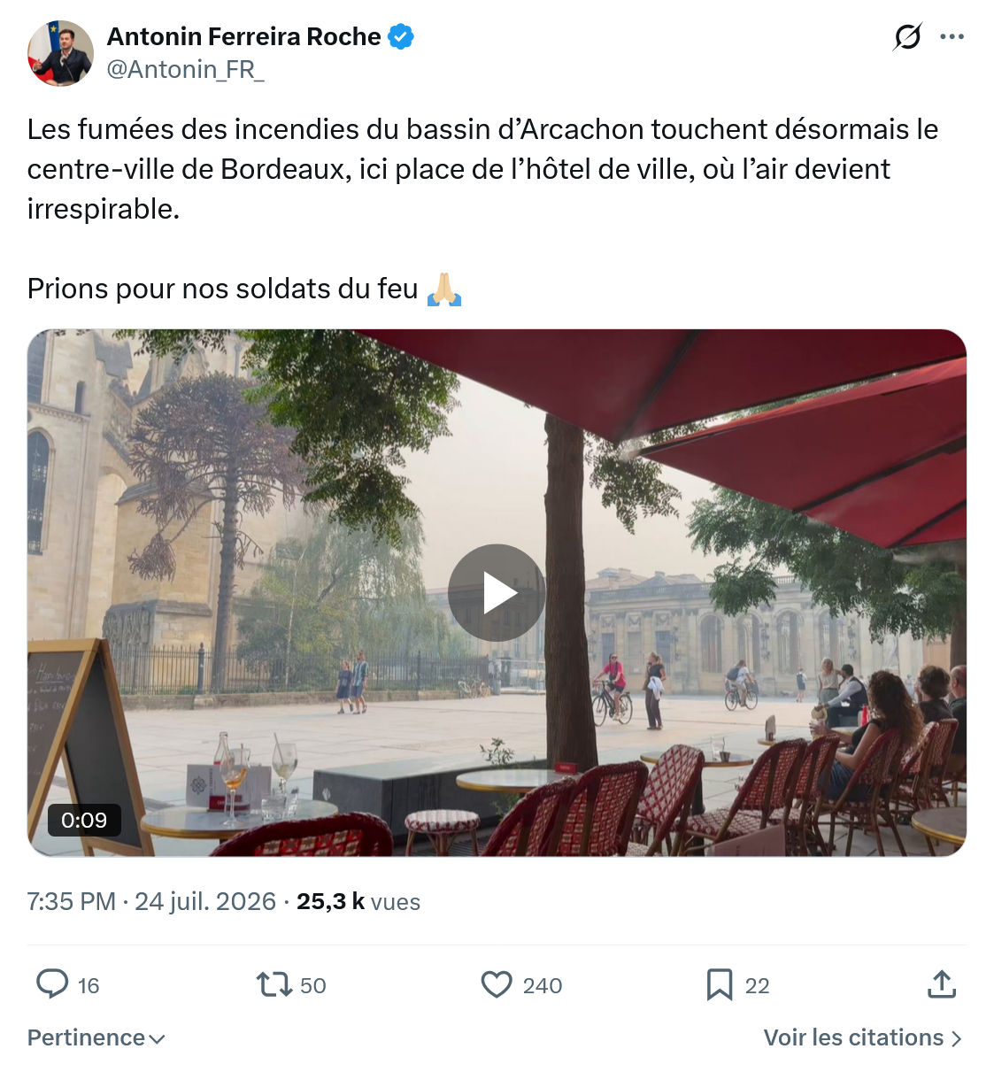 Antonin Ferreira Roche: Les fumées des incendies...