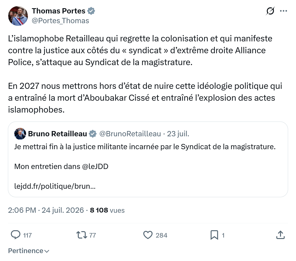 Thomas Portes: L’islamophobe Retailleau...