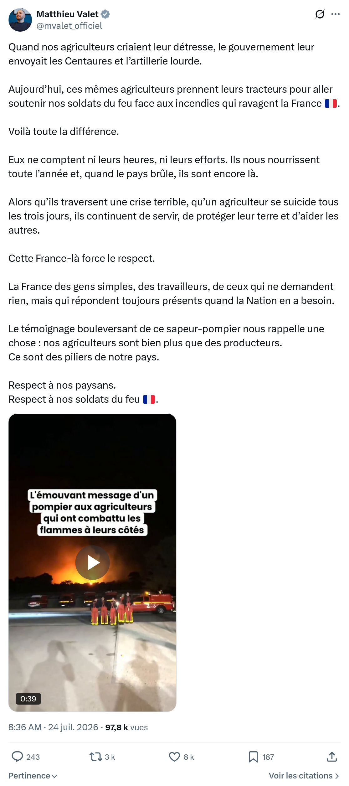 Matthieu Valet: Quand nos agriculteurs criaient...