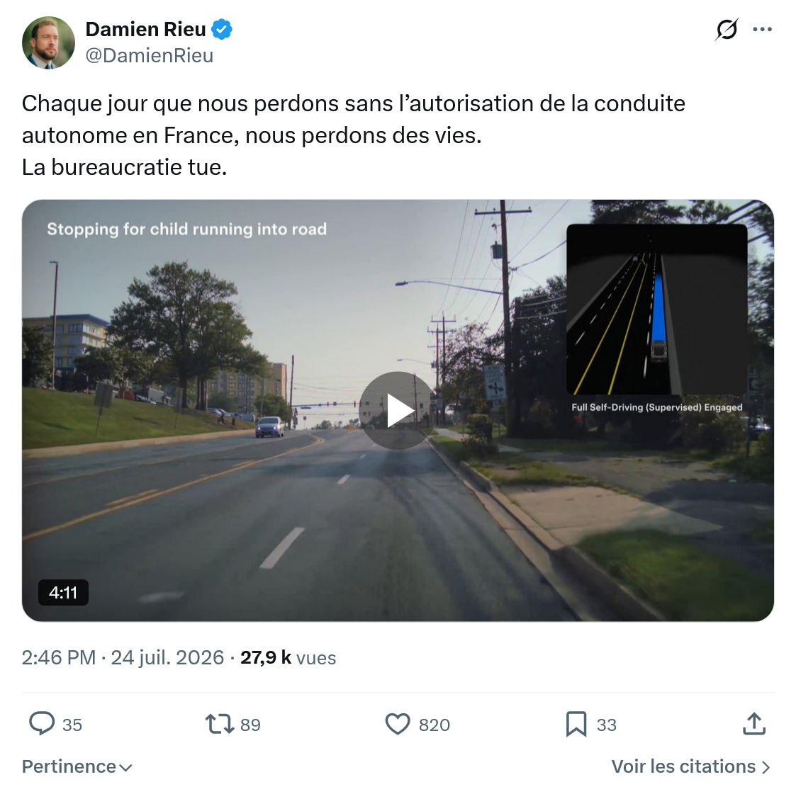 Damien Rieu: Chaque jour que nous perdons...