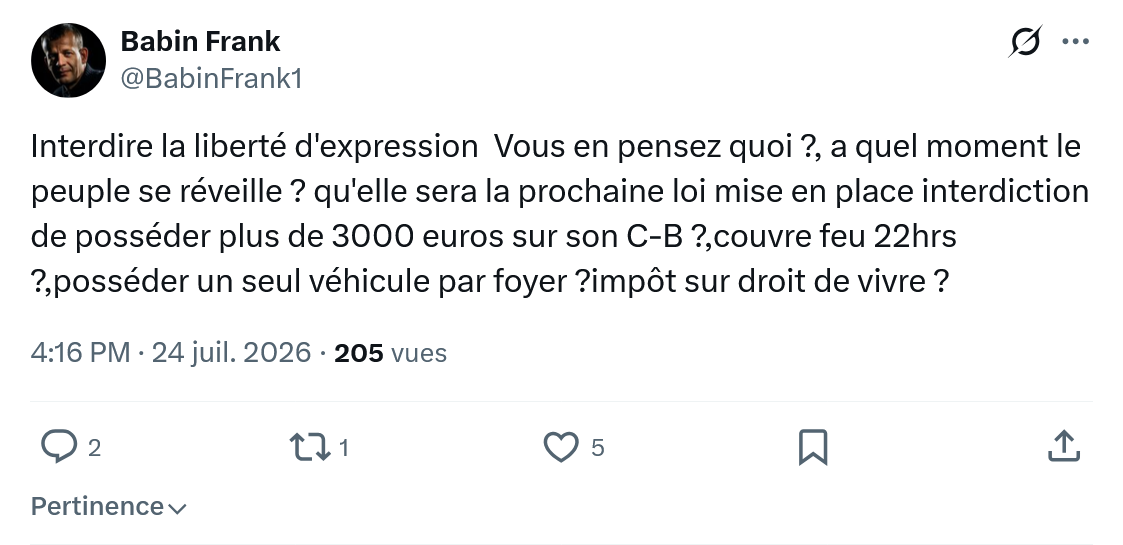 Frank Babin: Interdire la liberté d'expression...