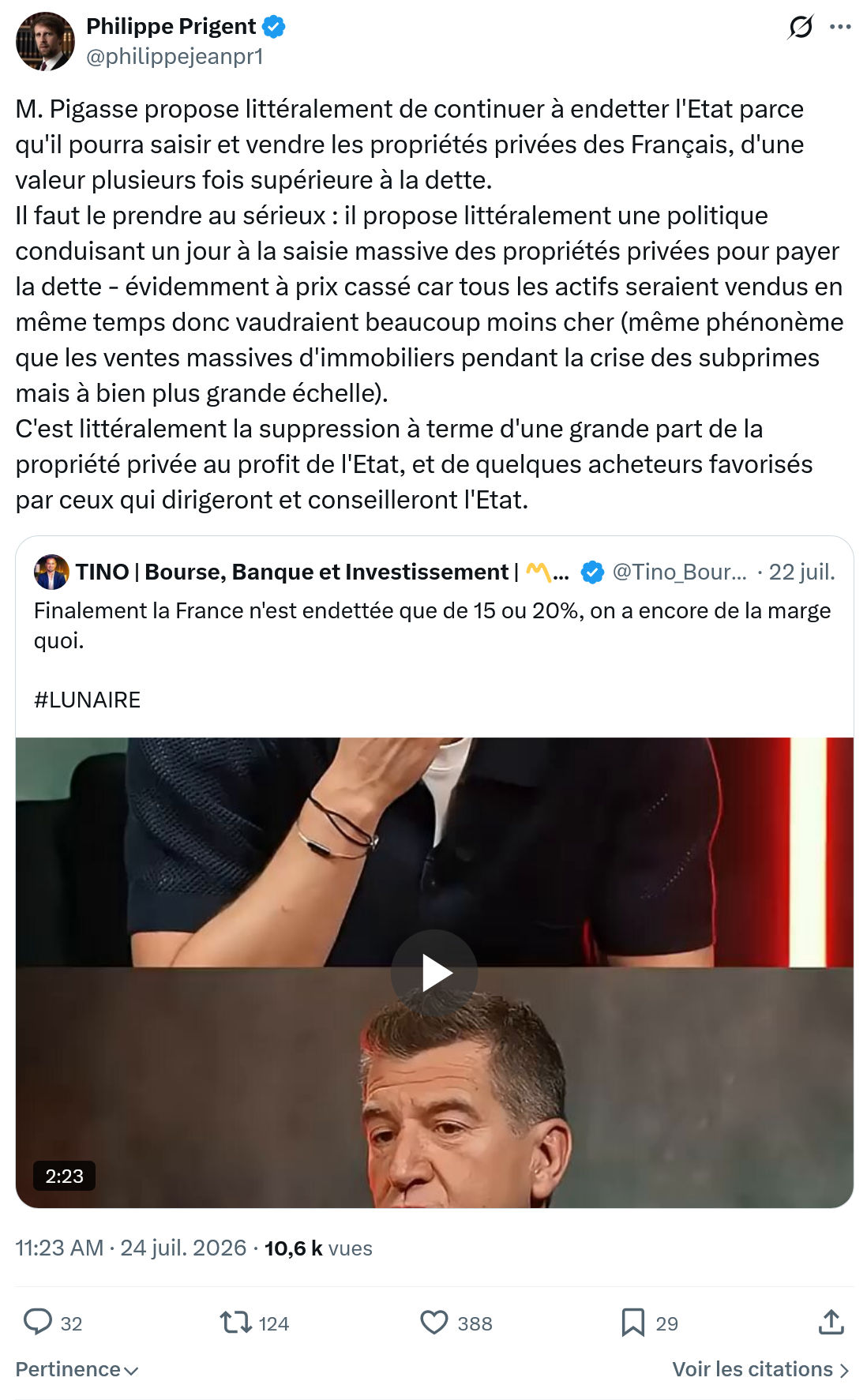 Philippe Prigent: M. Pigasse propose littéralement...
