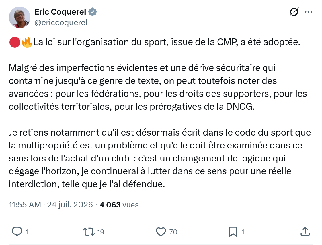 Eric Coquerel: La loi sur l'organisation du sport...