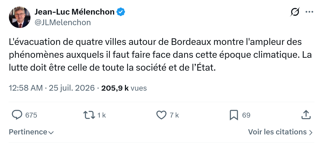 Jean-Luc Mélenchon: L'évacuation de quatre villes autour...