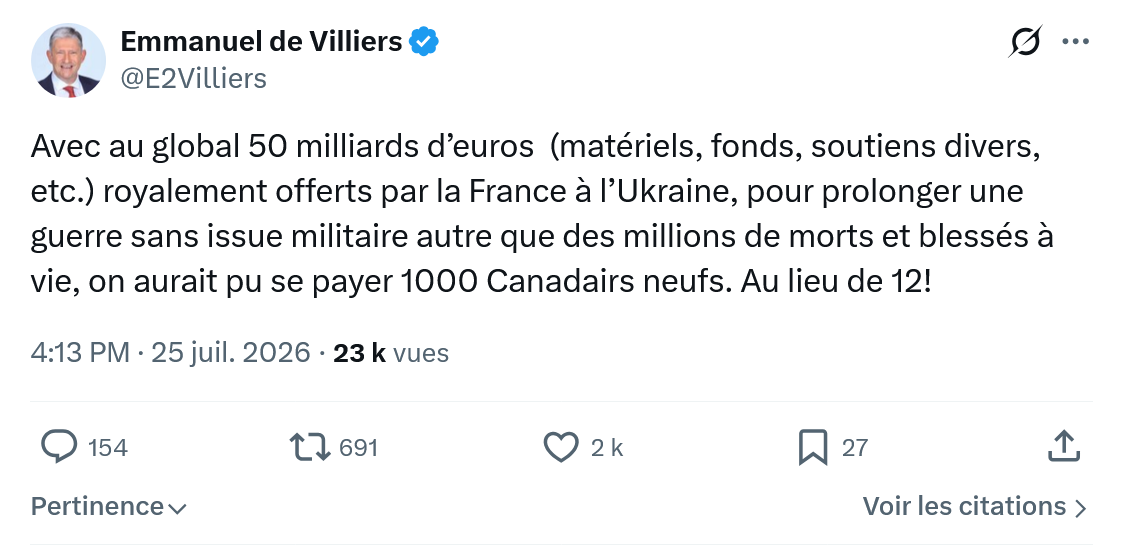 Emmanuel de Villiers: Avec au global 50 milliards d’euros...