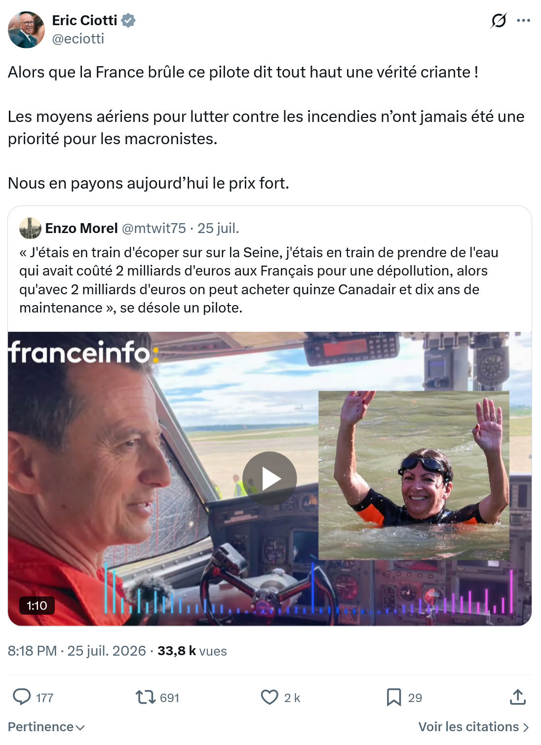 Éric Ciotti: Alors que la France brûle...