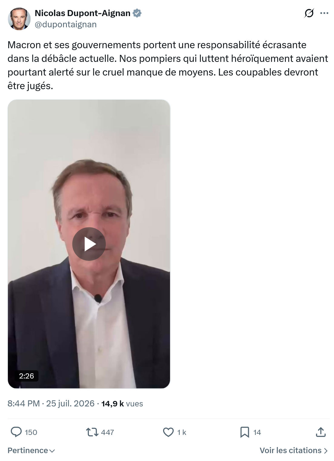Nicolas Dupont-Aignan: Macron et ses gouvernements...