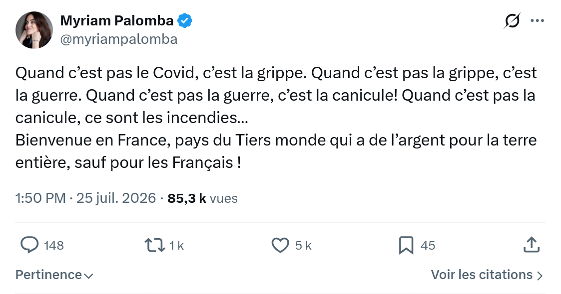 Myriam Palomba: Quand c’est pas le Covid...