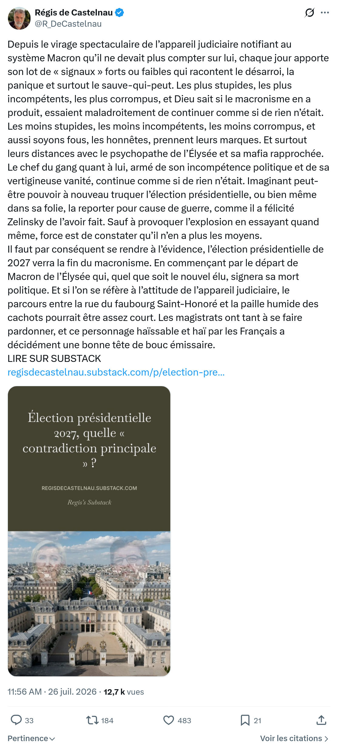Régis de Castelnau: Depuis le virage spectaculaire...