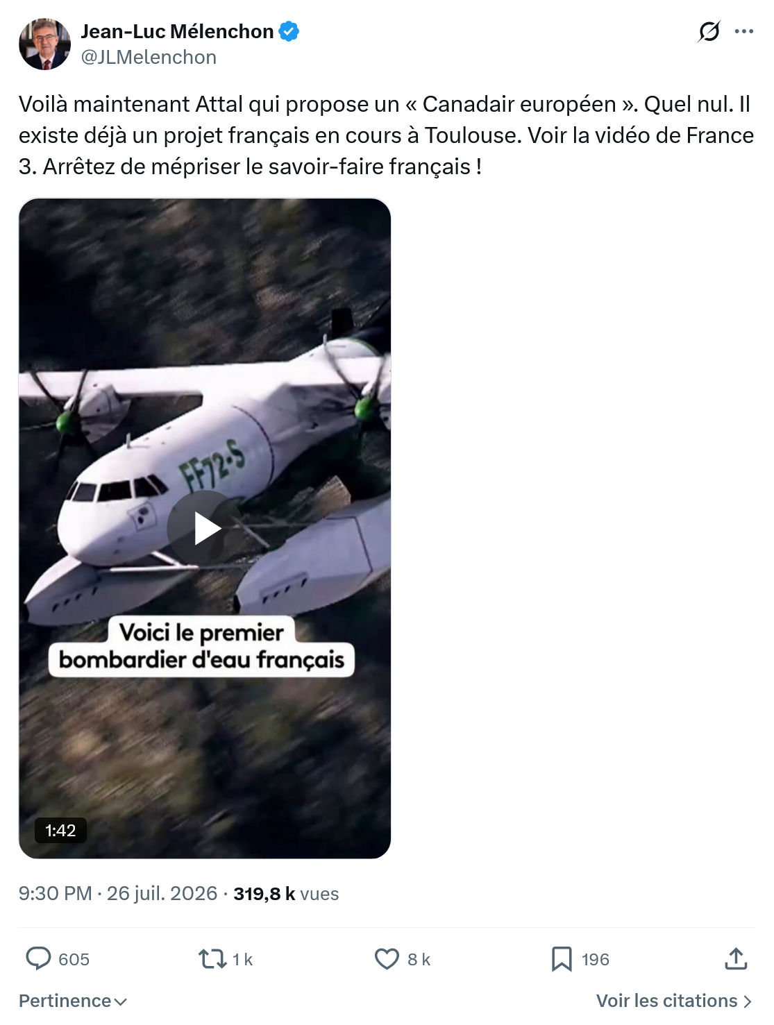 Jean-Luc Mélenchon: Voilà maintenant Attal...
