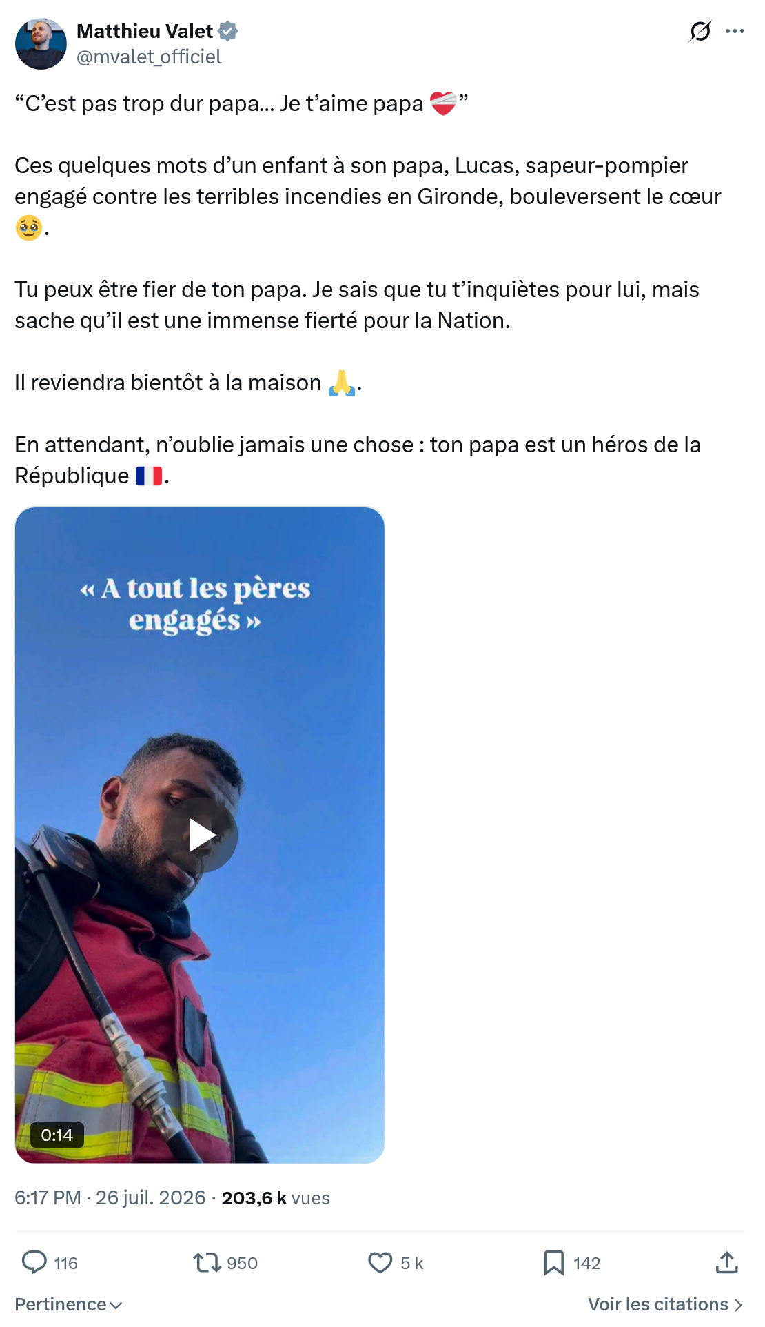 Matthieu Valet: C’est pas trop dur papa…