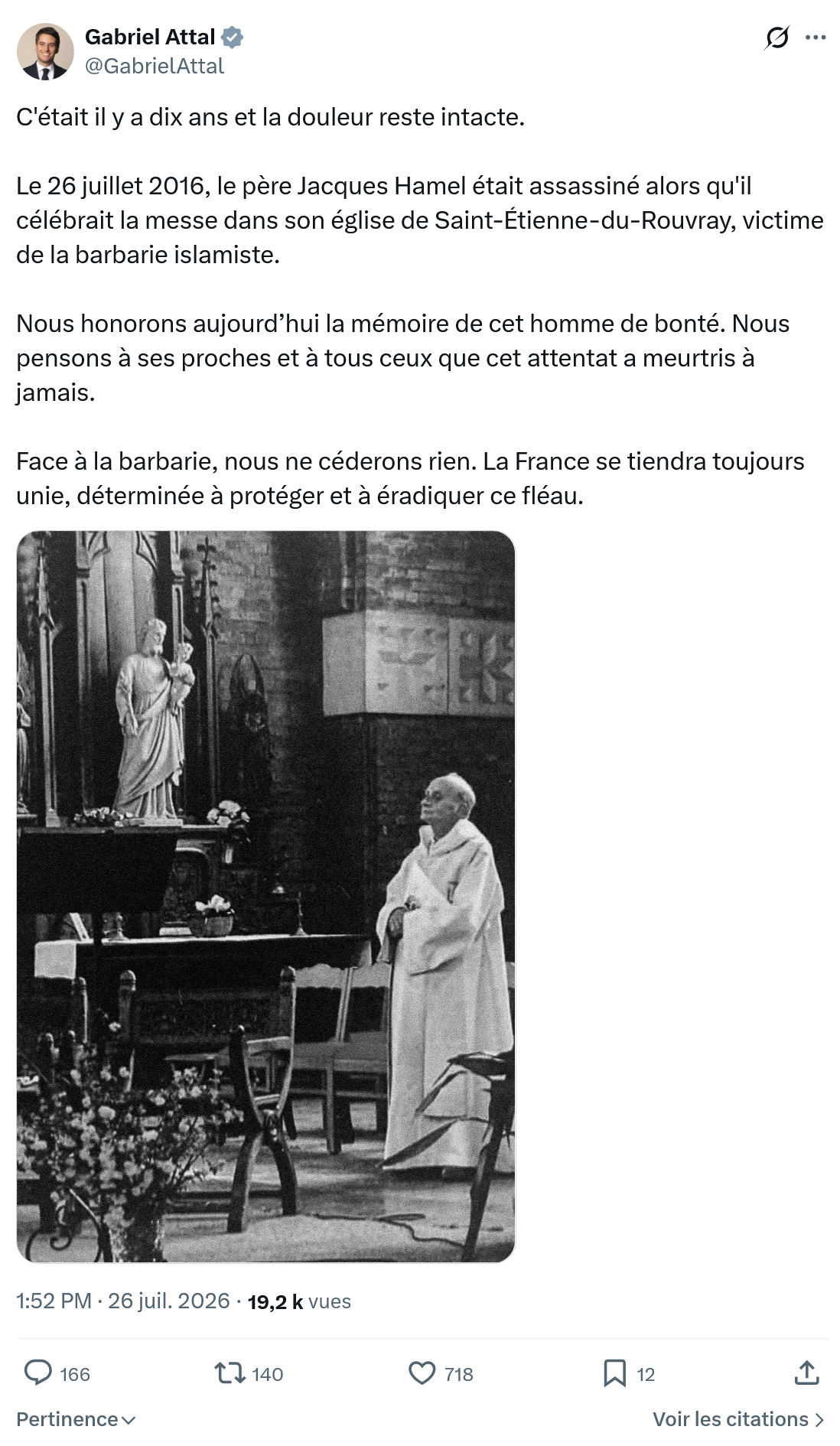 Gabriel Attal: C'était il y a dix ans et la douleur...