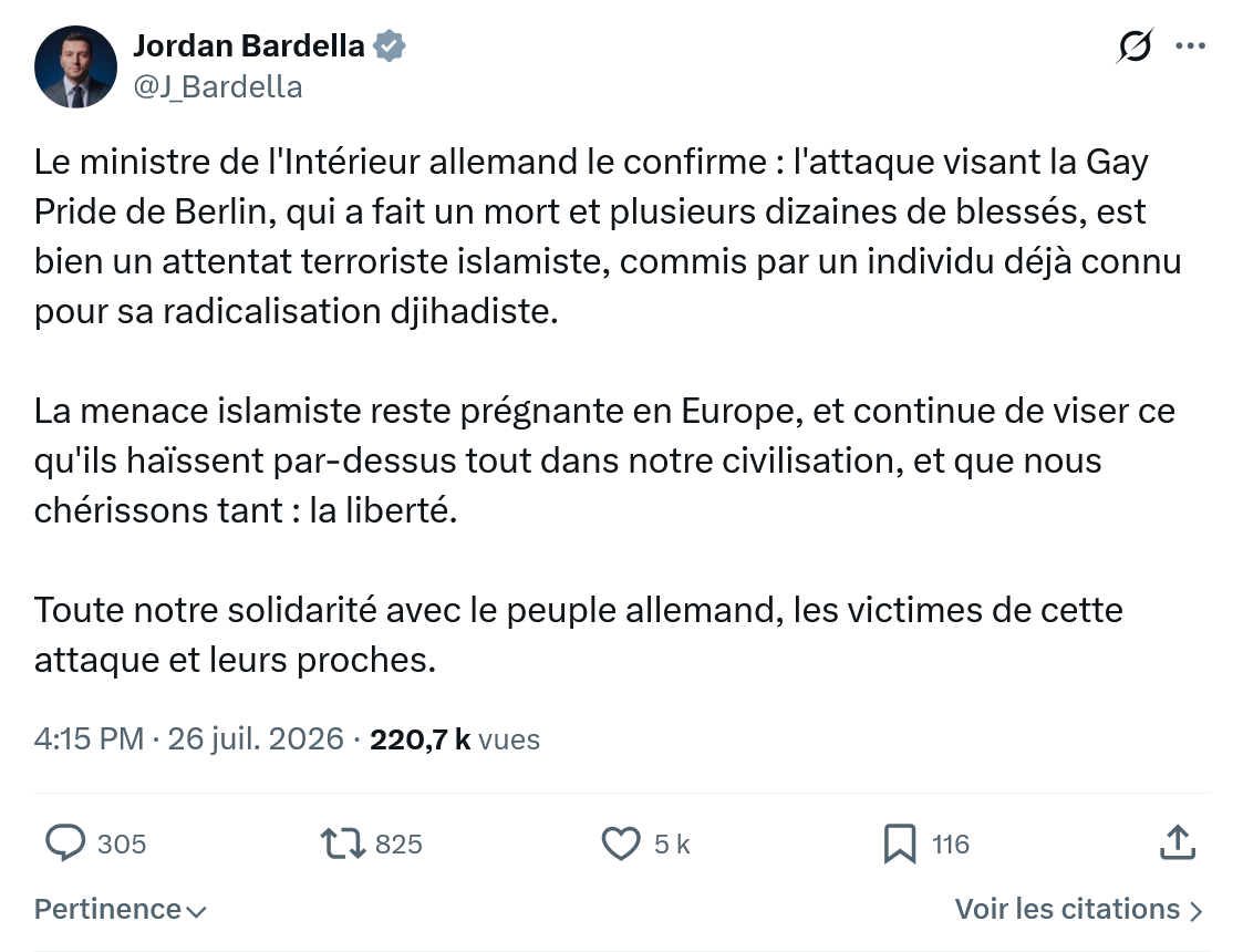 Jordan Bardella: Le ministre de l'Intérieur allemand le confirme...