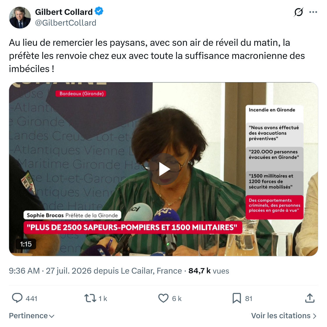 Gilbert Collard: Au lieu de remercier les paysans...