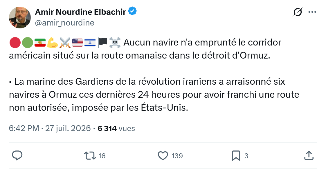 Amir Nourdine Elbachir: Aucun navire n'a emprunté...