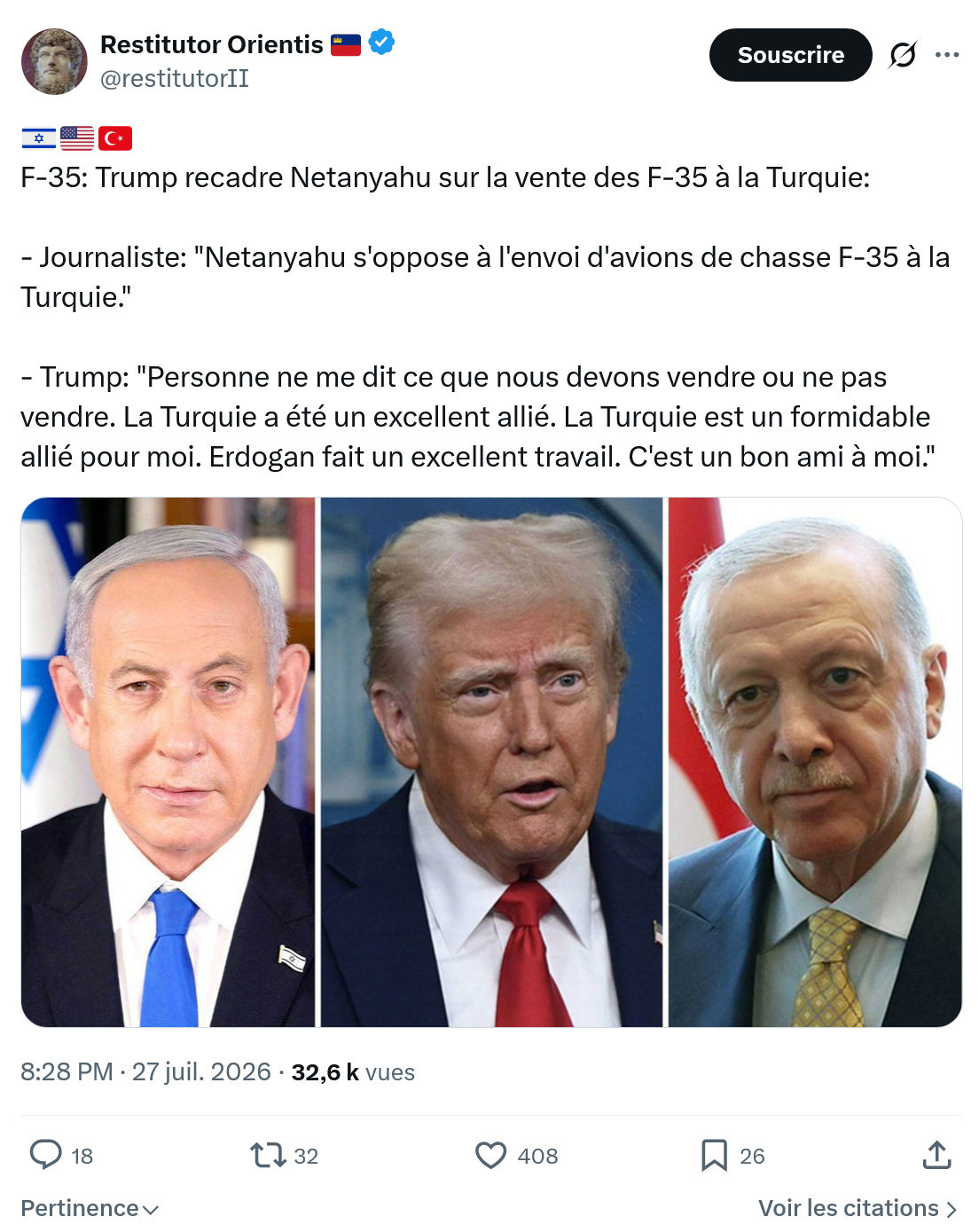 Restitutor Orientis: F-35: Trump recadre Netanyahu...