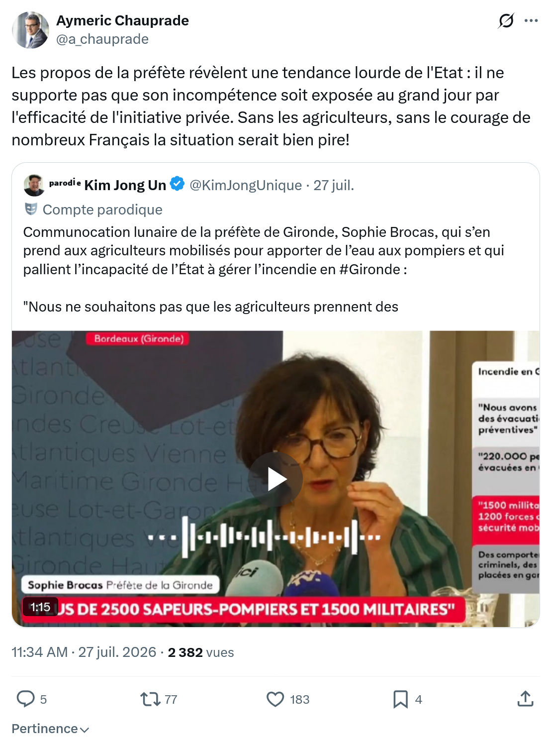 Aymeric Chauprad: Les propos de la préfète révèlent...