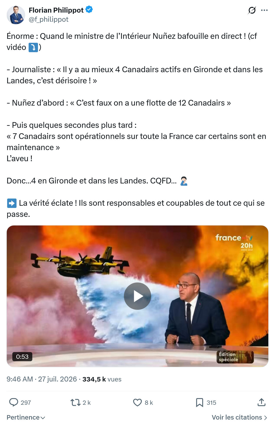 Florian Philippot: Énorme : Quand le ministre de l’Intérieur...