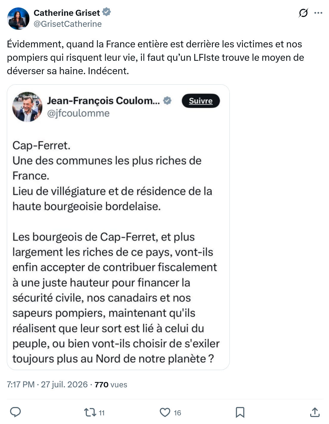 Catherine Griset: Évidemment, quand la France...