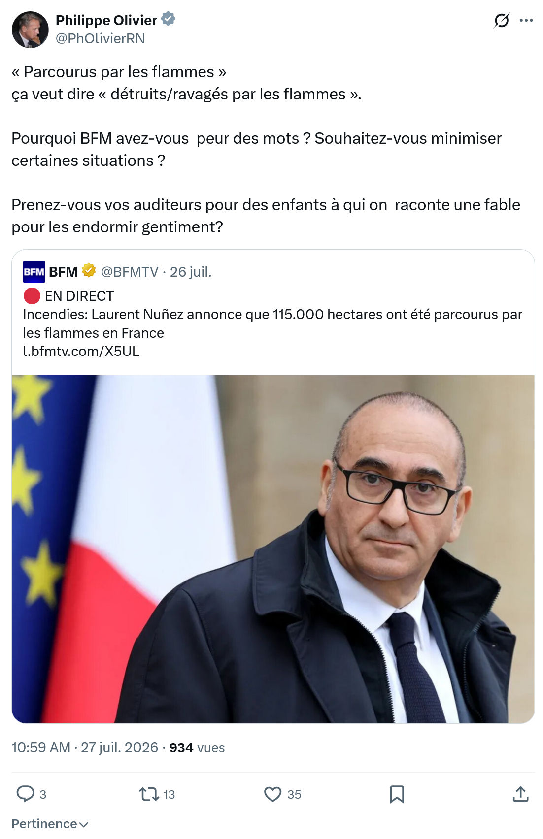 Philippe Olivier: « Parcourus par les flammes »...