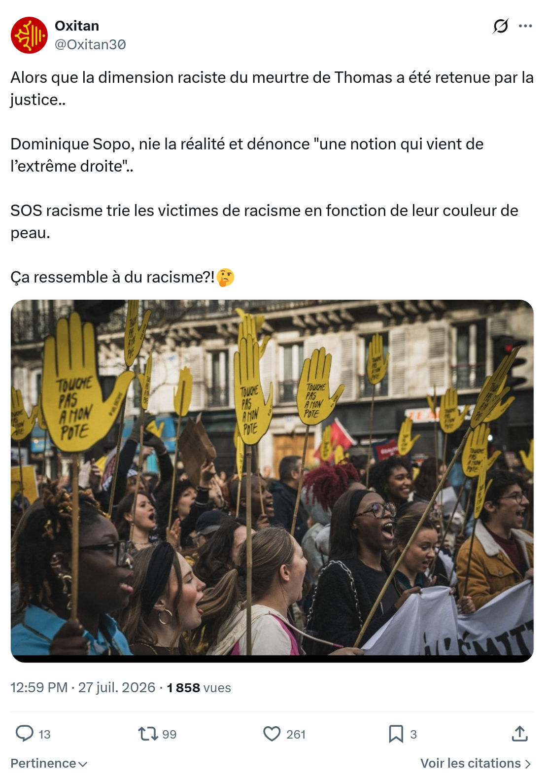 Oxitan: Alors que la dimension raciste...
