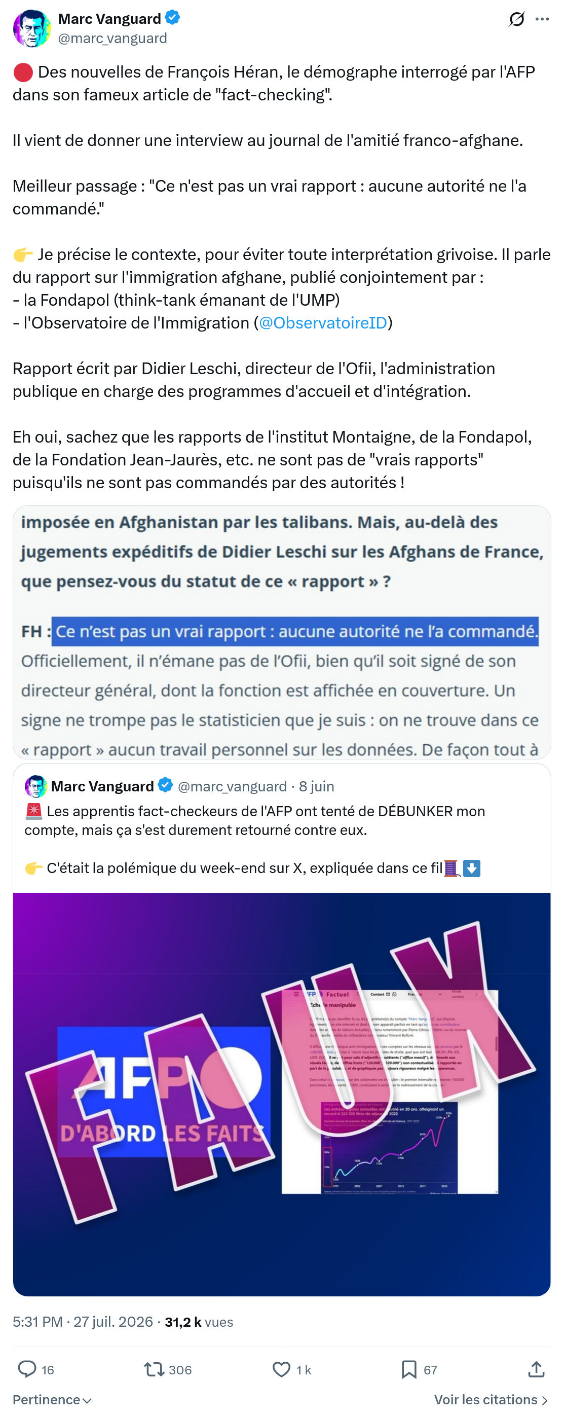 Marc Vanguard: Des nouvelles de François Héran...