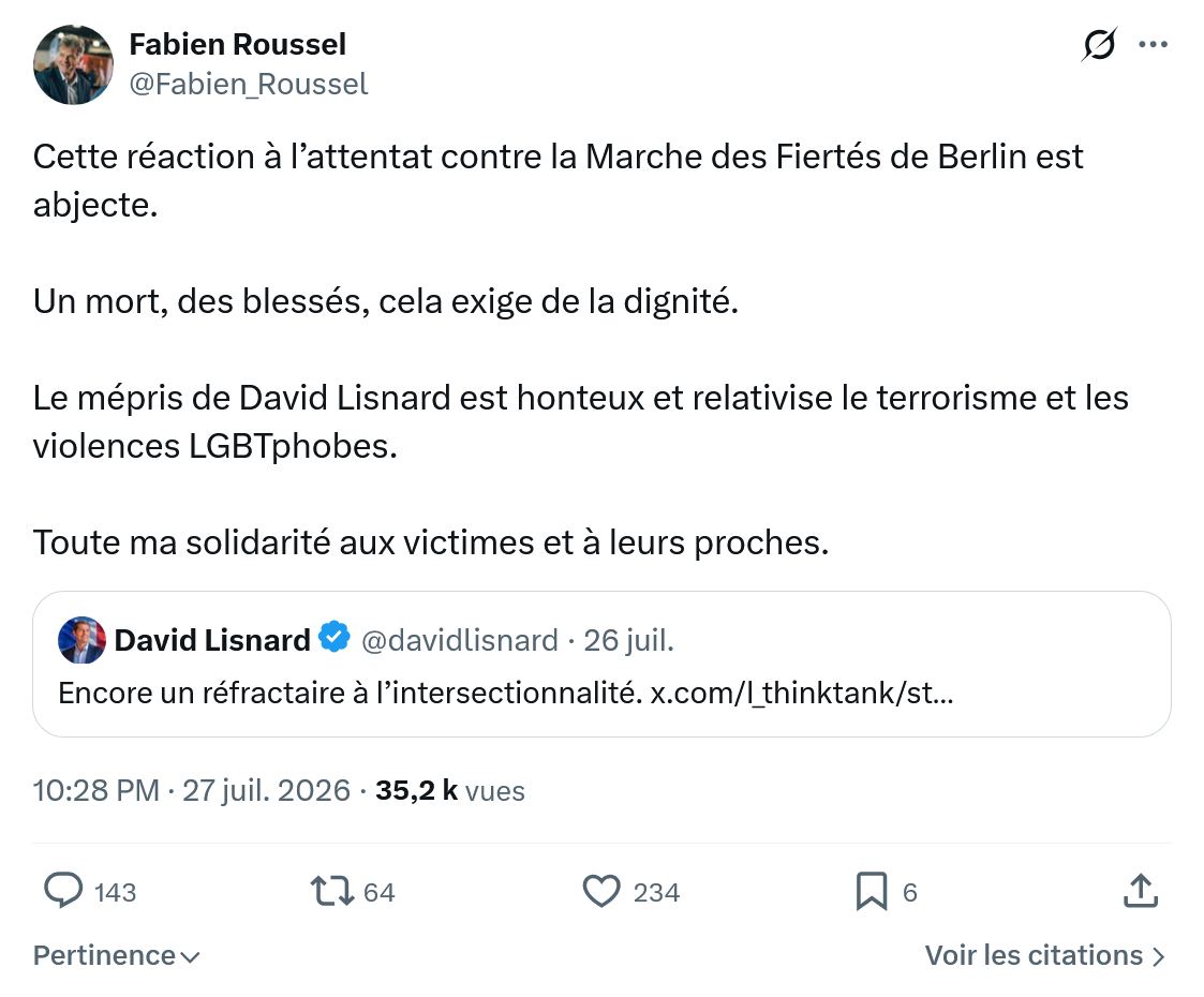 Fabien Roussel: Cette réaction à l’attentat contre...