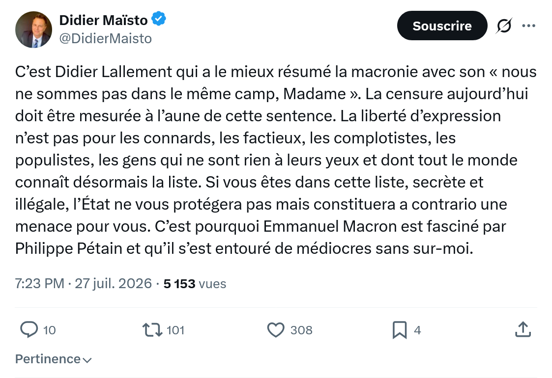 Didier Maïsto: C’est Didier Lallement qui a le mieux...